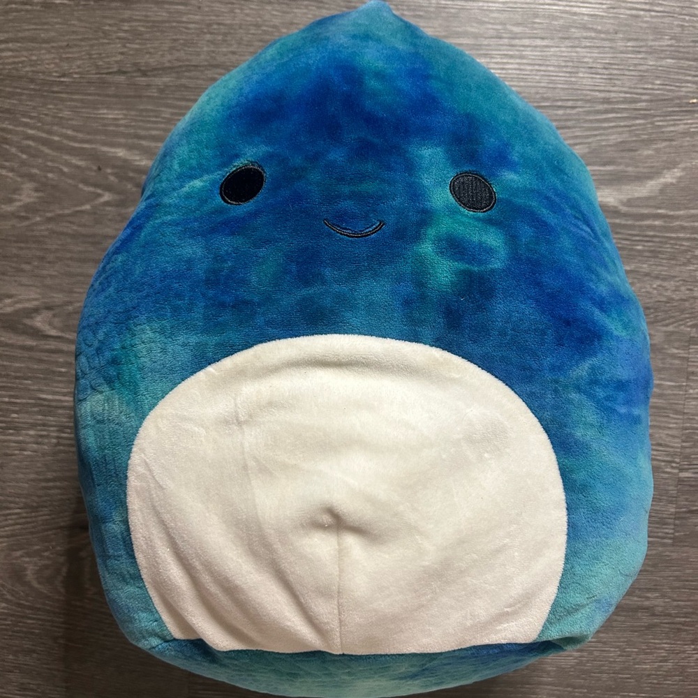 Blue and White Squishmallow dinosaur